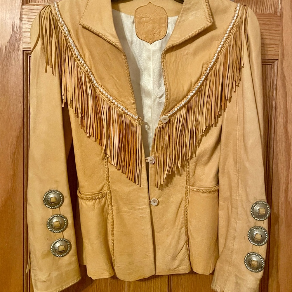 Vintage Antelope Leather Jacket, Halter and Skirt Set